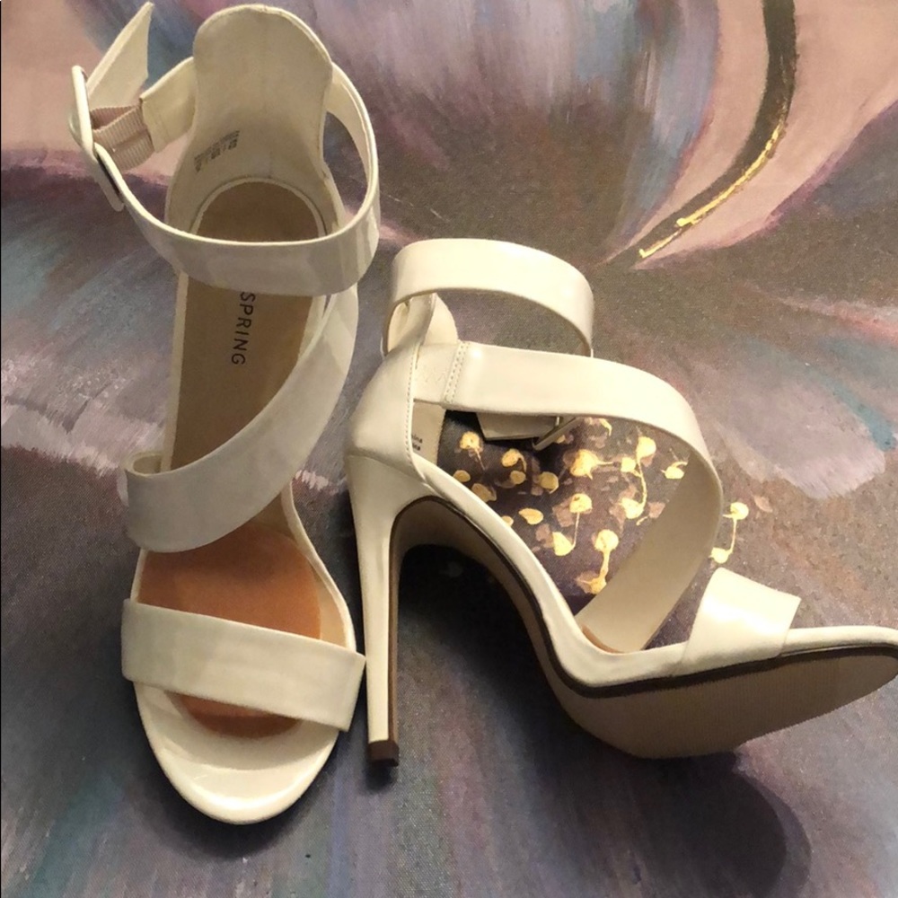 White strappy heels